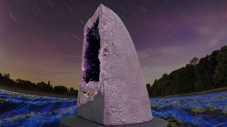 "CROWN CHAKRA CRATER" Huge Amethyst Geode Cathedral 19.25 VERY High Quality AG-40