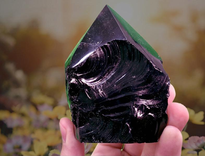 "SOUL REFLECTION" High Quality Black Obsidian Crystal Point