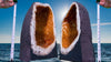 "STRENGTH THROUGH THE HARDSHIPS" Huge High Quality 19.00 Citrine Geode Pair CG-47