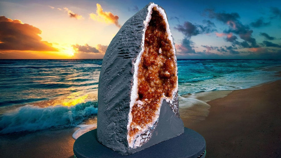 "You're The Hero" High Quality Citrine Geode 18.00 Huge High Quality Feng Shui CG-79