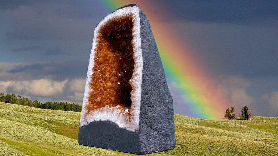 "END OF THE RAINBOW" Citrine Geode Cathedral 19.00 High Quality Feng Shui CG-68
