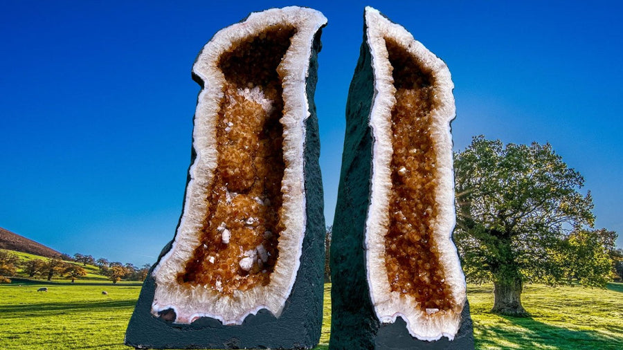 "CHANGE THE WORLD" High Quality Citrine Geode Pair 21.25 Crystals CG-54