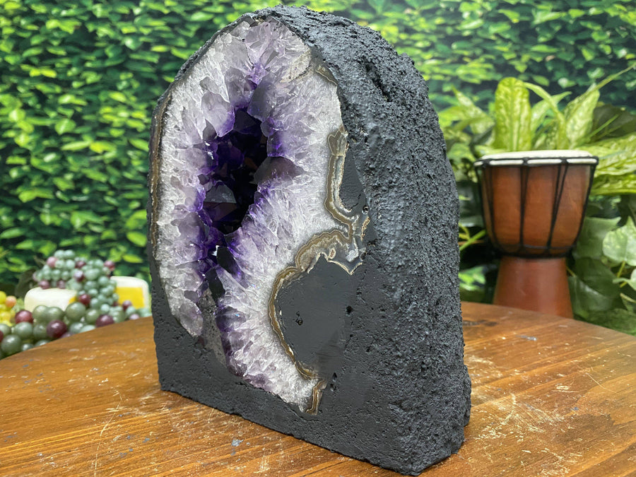 Amethyst Geode Cathedral "PURPLE LAZER BEAM" 7.00 High Quality Gorgeous Luster Agate Rim NS-121
