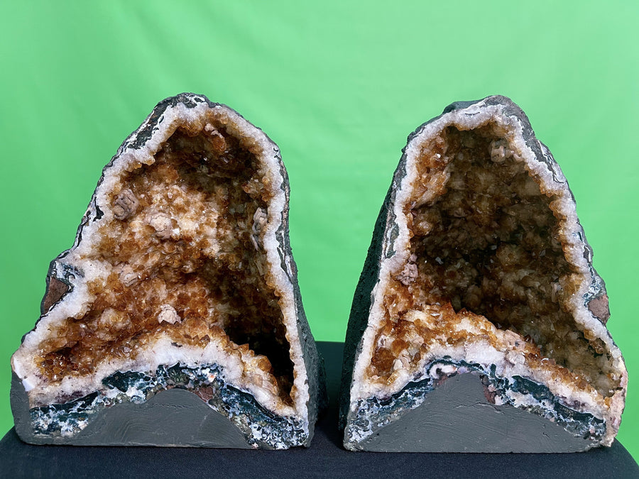 "EVERY DAY IS ABUNDANT" High Quality Citrine Geode Pair 9.75 Crystals CG-53