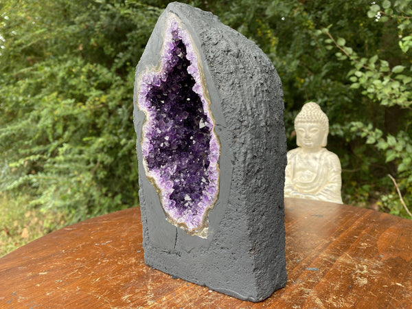 "STARLIGHT" Deep Amethyst Geode Cathedral 8.00 High Quality Agate Rim NS-259