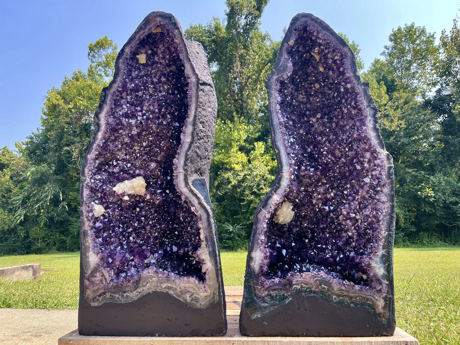 "PURPLE PEACE PRIZES" Amethyst Geode Pair 36.00 Very High Quality LAG-5