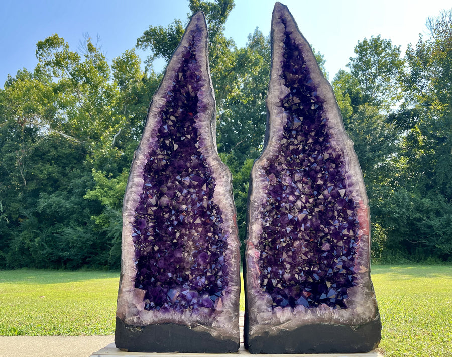"THE MAGIC SHOW" Huge Amethyst Geode Pair 48.25" Very High Quality LAG-6