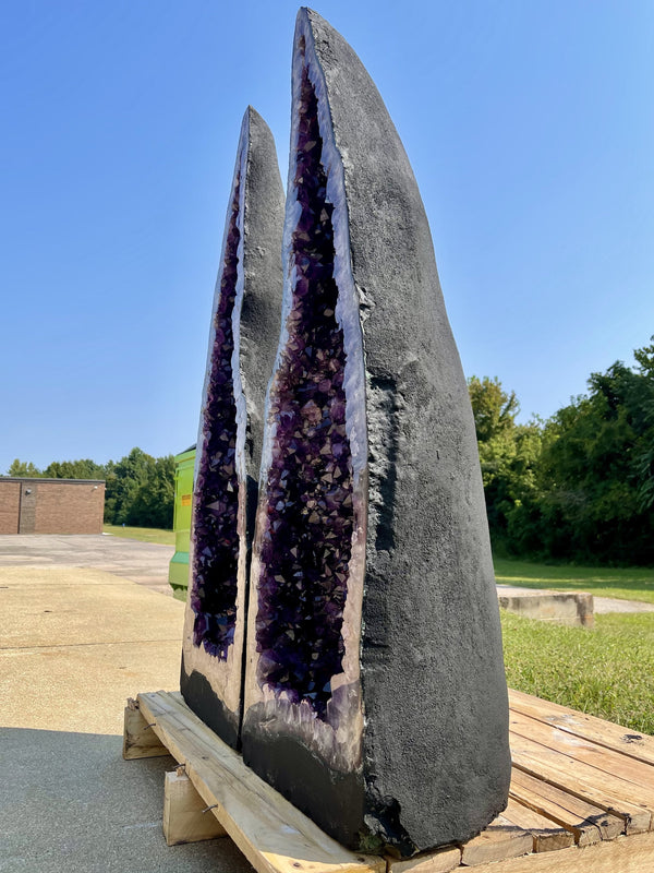 "THE MAGIC SHOW" Huge Amethyst Geode Pair 48.25" Very High Quality LAG-6