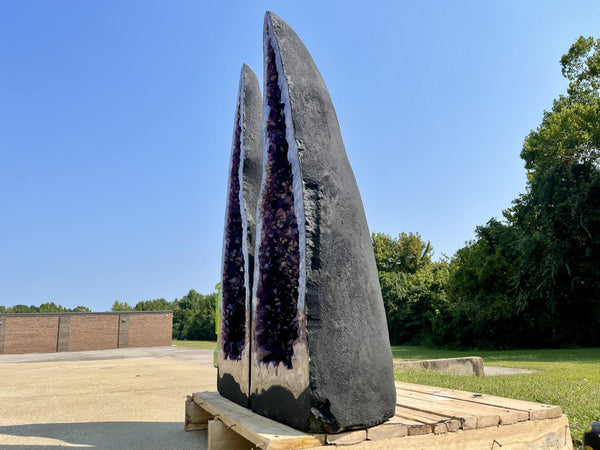 "THE MAGIC SHOW" Huge Amethyst Geode Pair 48.25" Very High Quality LAG-6