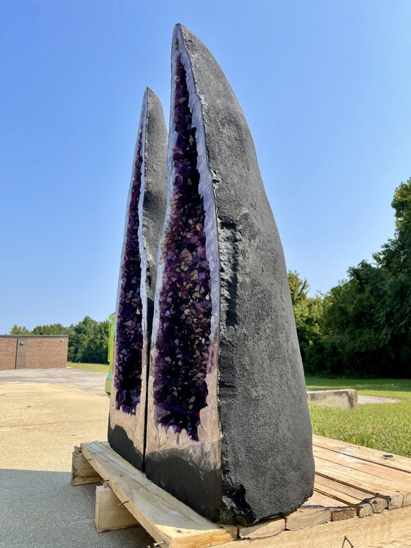 "THE MAGIC SHOW" Huge Amethyst Geode Pair 48.25" Very High Quality LAG-6