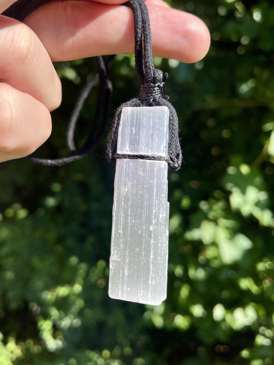 "CLEANSING MAGNIFICATION" High Quality Selenite Stone Necklace