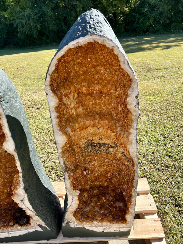 "JUICY TANGERINES" Matching Citrine Geode Pair 35.25 Very High Quality CG-86