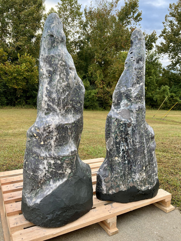 "RARE NATURAL BACK BEAUTIES" Huge Amethyst Geode Pair 47.00" Tall Very High Quality XA-20