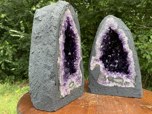 DEEP Amethyst Geode "ENLIGHTENMENT PAIR" 10.00 High Quality Cathedral Pair NS-100