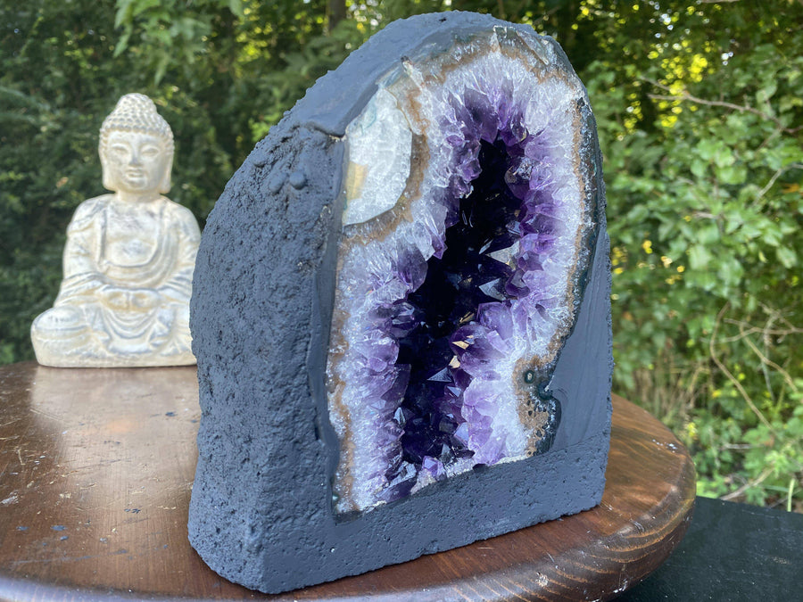 Amethyst Geode "CAVE OF CALM" 7.00 Cathedral w CALCITE Agate Rim NS-94