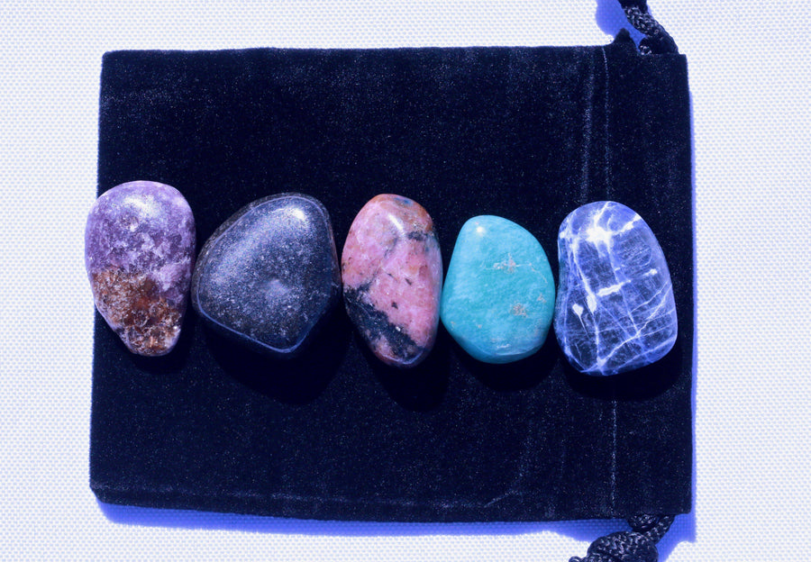 "Calming / Stress & Anxiety" Healing Gemstone Collection Bag
