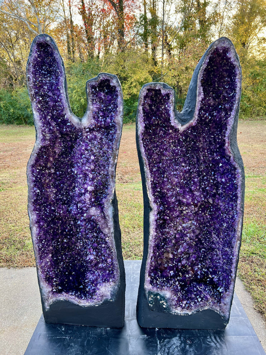 "THE PEARLY GATES" Amethyst Geode Pair 59.50" Tall Very High Quality XA-9