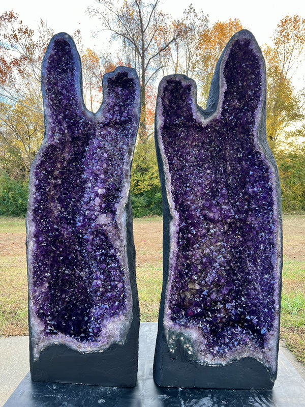 "THE PEARLY GATES" Amethyst Geode Pair 59.50" Tall Very High Quality XA-9