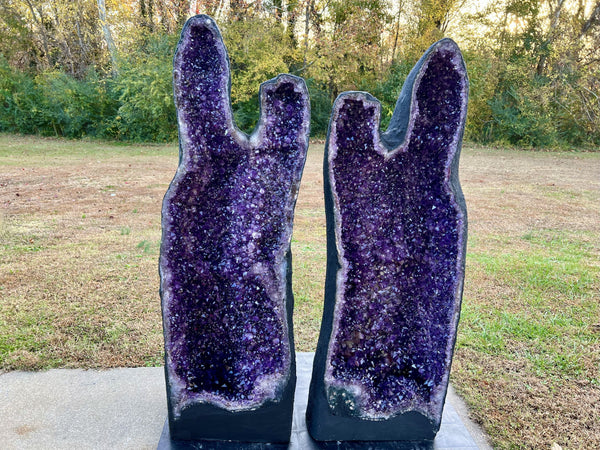 "THE PEARLY GATES" Amethyst Geode Pair 59.50" Tall Very High Quality XA-9