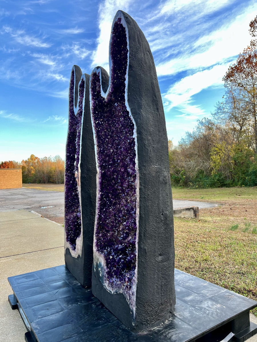 "THE PEARLY GATES" Amethyst Geode Pair 59.50" Tall Very High Quality XA-9