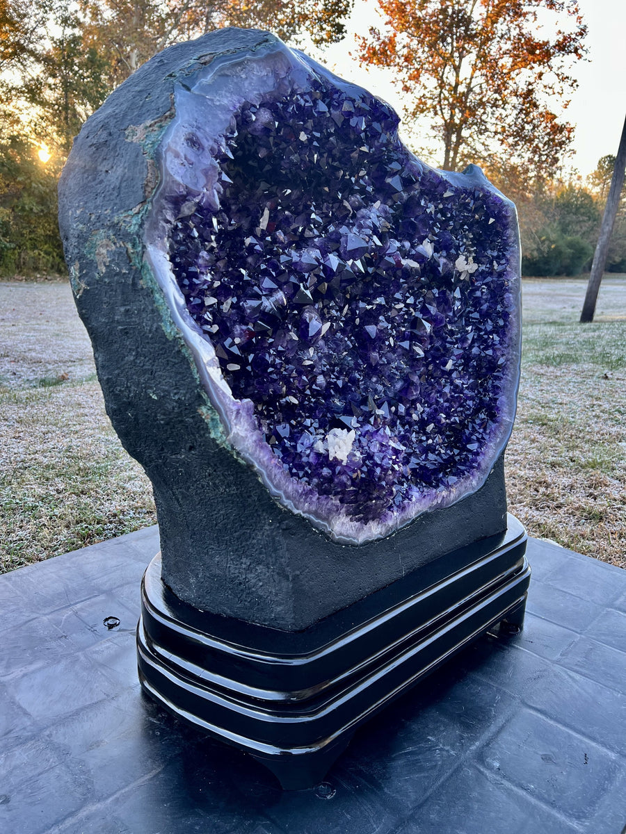"A LOVE UNCONDITIONAL" Amethyst Geode Cathedral w Stand 34.00" Tall VERY High Quality LAG-3