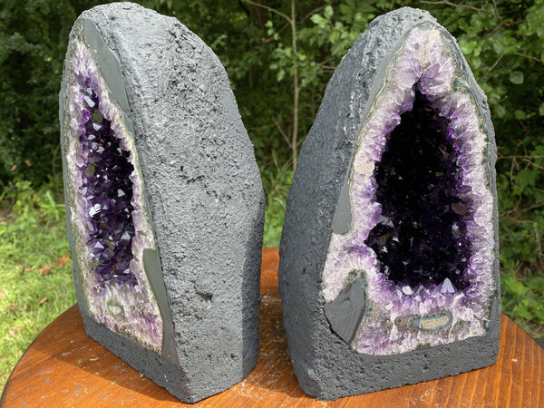 DEEP Amethyst Geode "ENLIGHTENMENT PAIR" 10.00 High Quality Cathedral Pair NS-100