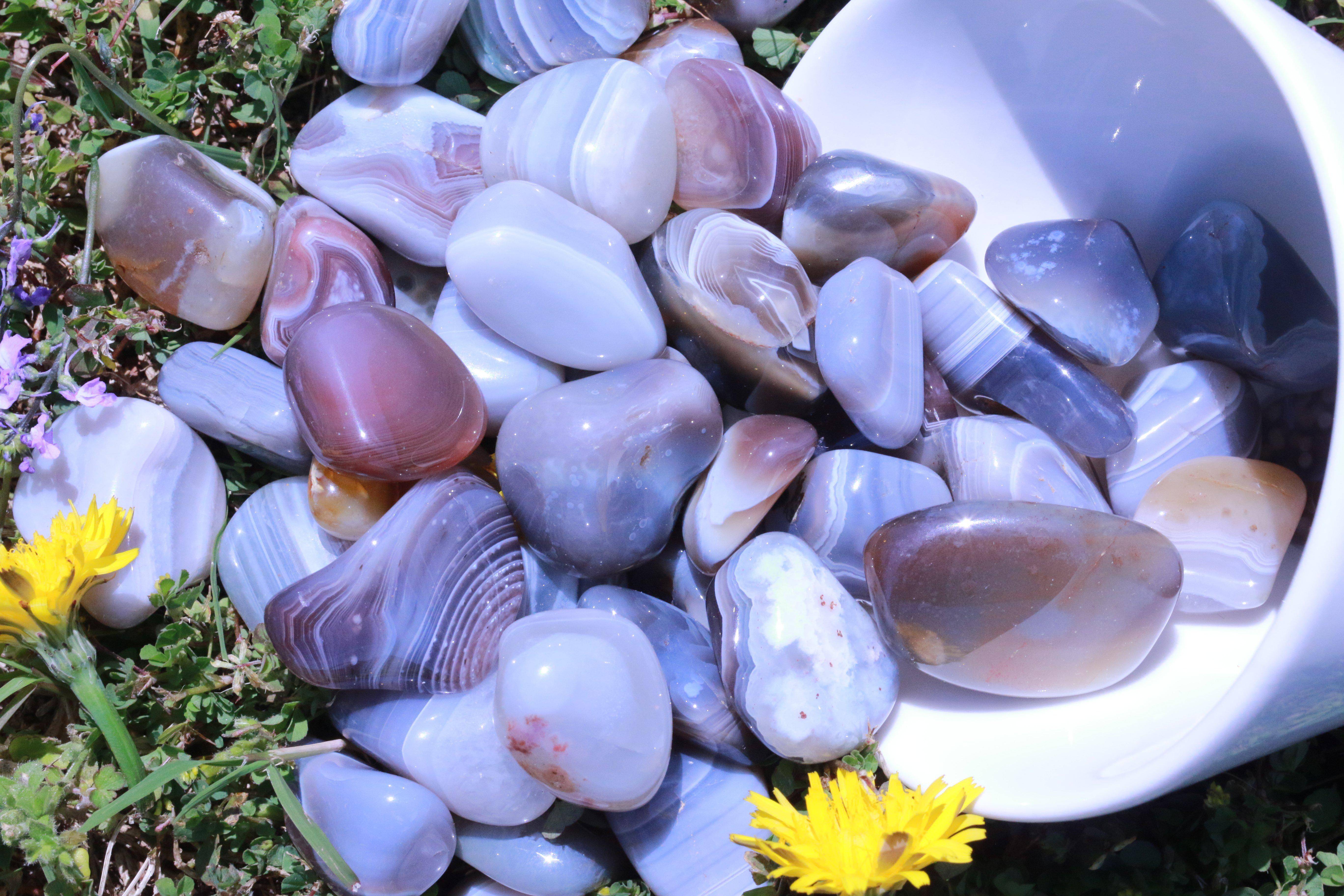 Tumbled Grey Botswana Agate Stone 