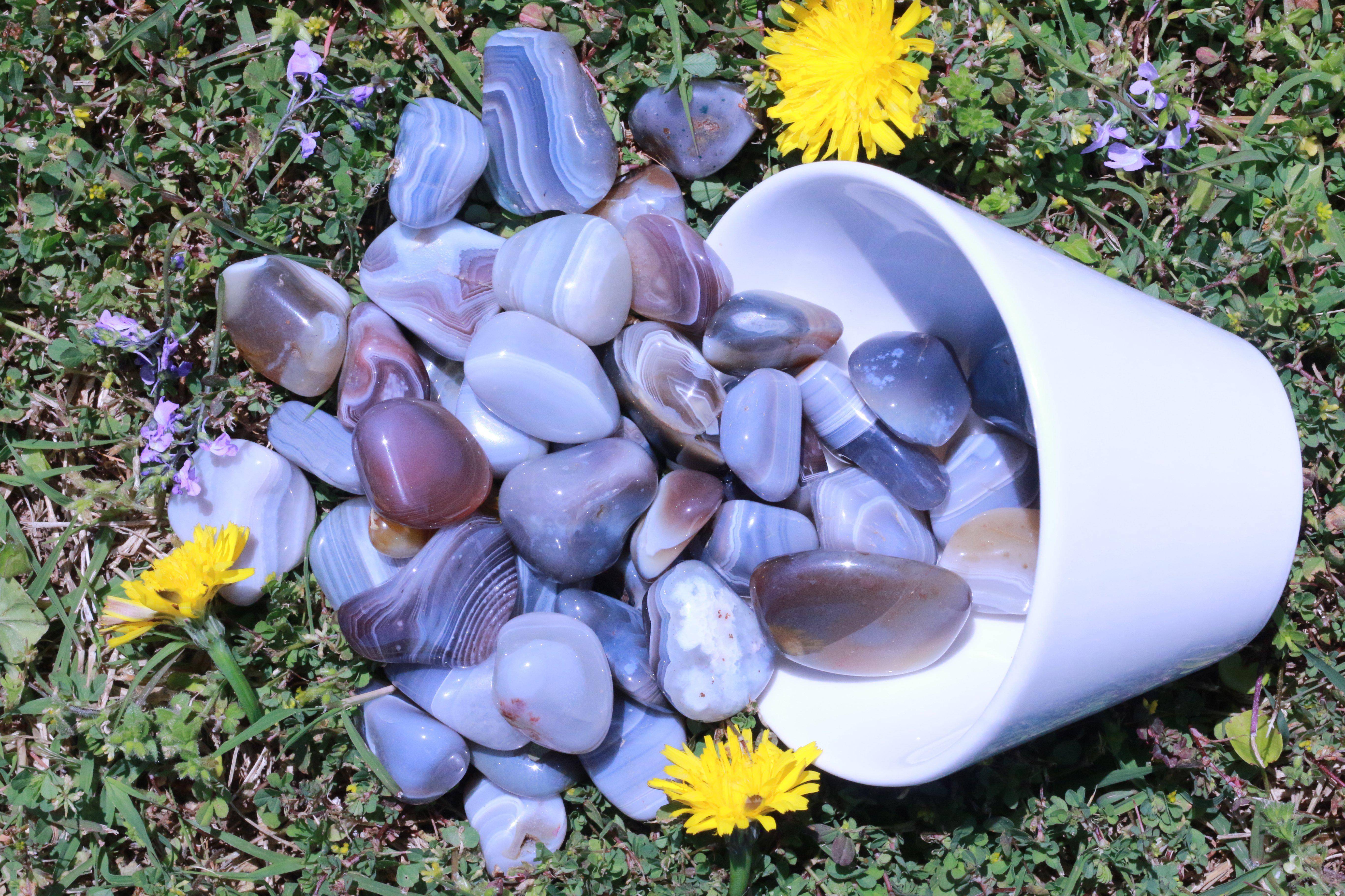 Tumbled Grey Botswana Agate Stone 