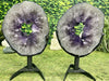 "PEANUT BUTTER & JELLY" 2 Amethyst Geode Slices 16.00 High Quality w Swivel Stands NS-551