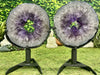 "SALT & PEPPER" 2 Amethyst Geode Slices 13.00 High Quality w Swivel Stands NS-552