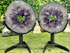 "PAIR OF BLESSINGS" 2 Amethyst Geode Slices 13.50 High Quality w Swivel Stands NS-560