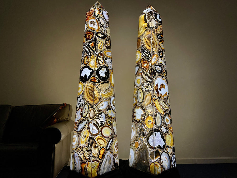 "LET THE LIGHT IN YOUR LIFE" Giant Agate Lamp Pair 84.00 GORGEOUS High Quality Masterpieces