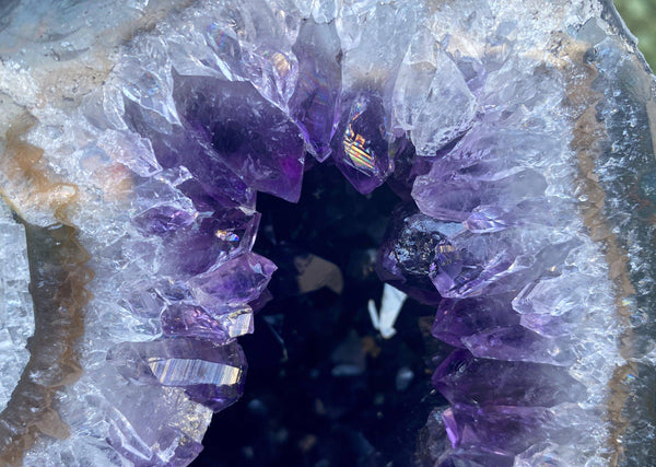 Amethyst Geode "CAVE OF CALM" 7.00 Cathedral w CALCITE Agate Rim NS-94