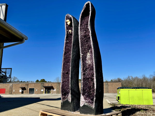 "ETHEREAL GATEWAY" Huge Amethyst Geode Pair 76.00 High Quality Cathedrals XS-5