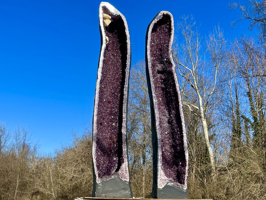 "ETHEREAL GATEWAY" Huge Amethyst Geode Pair 76.00 High Quality Cathedrals XS-5