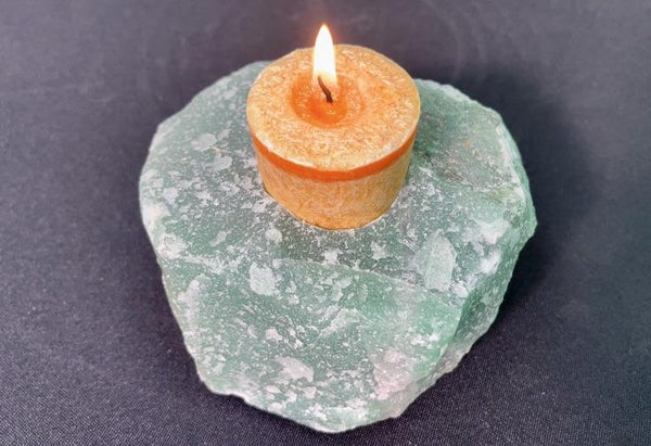 "HOLY HOT HEART CHAKRA!" Green Quartz High Quality Candle Holder