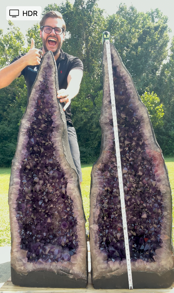 "THE MAGIC SHOW" Huge Amethyst Geode Pair 48.25" Very High Quality LAG-6