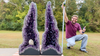 "RARE NATURAL BACK BEAUTIES" Huge Amethyst Geode Pair 47.00" Tall Very High Quality XA-20