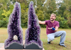 "RARE NATURAL BACK BEAUTIES" Huge Amethyst Geode Pair 47.00" Tall Very High Quality XA-20