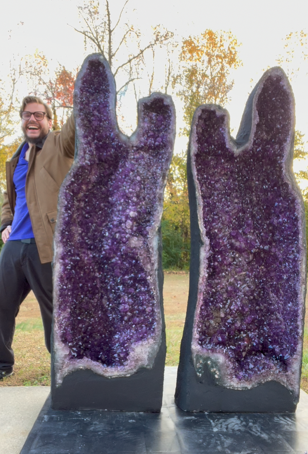 "THE PEARLY GATES" Amethyst Geode Pair 59.50" Tall Very High Quality XA-9