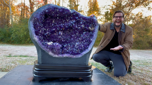 "A LOVE UNCONDITIONAL" Amethyst Geode Cathedral w Stand 34.00" Tall VERY High Quality LAG-3