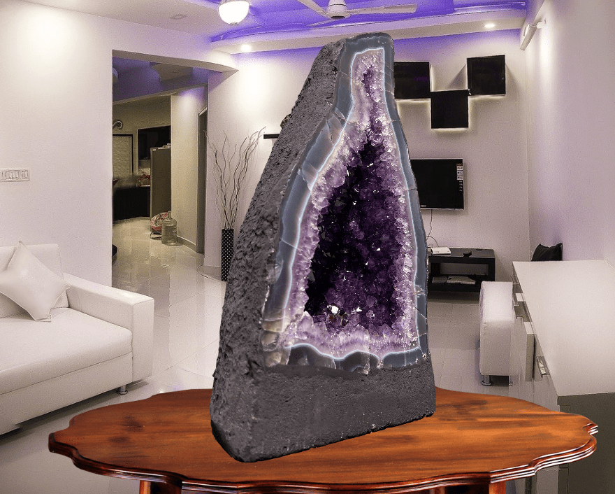 "CALM THE MIND" Amethyst Geode Cathedral 17.75 VERY High Quality DAG-46