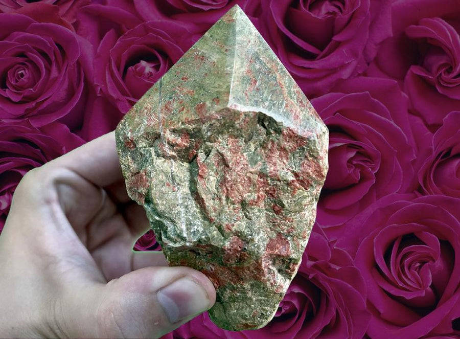 "TWO BECOMING ONE" Unakite Jasper Crystal Point High Quality