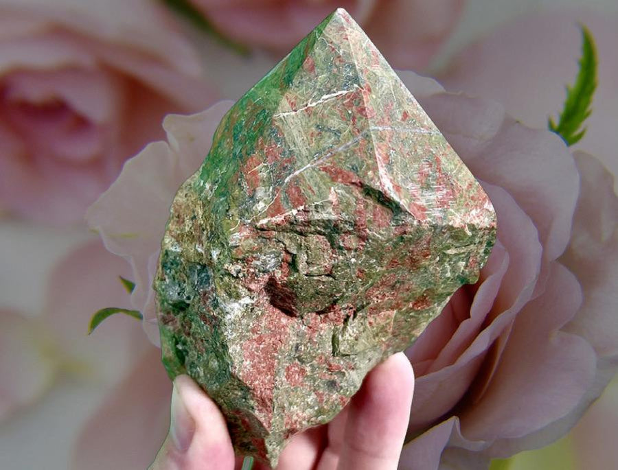 "TWO BECOMING ONE" Unakite Jasper Crystal Point High Quality