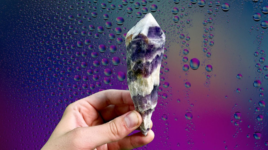 "UNICORN HORN" High Quality Chevron Amethyst Crystal Point