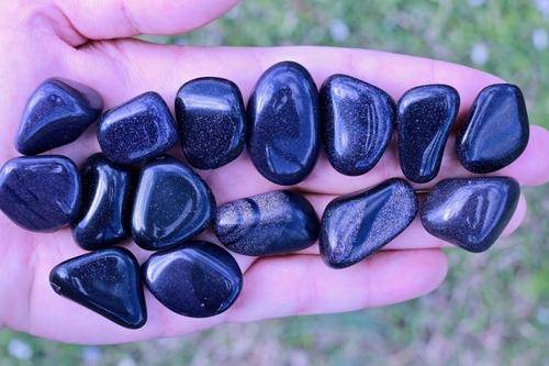 Blue Goldstone Tumbled Stone-Cosmic Cuts